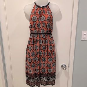 Max Studio Peach/Black Print Dress, Small